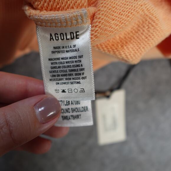 AGOLDE Sweater Womens Extra Small NWT The Round Shoulder Sweatshirt Sherbert - Picture 5 of 9